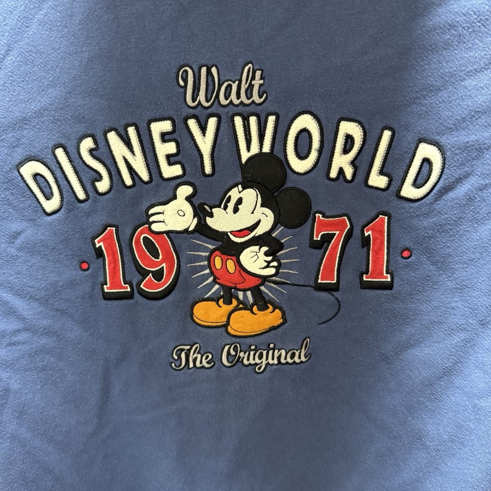 Walt Disney World Full Zip Hoodie Sweatshirt Blue Mickey Mouse Size Small